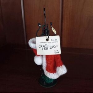 "Gone Fishing, Love Santa Claus" Fish Hook Coat Rack Christmas Ornament